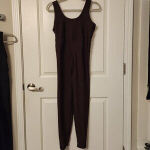 Dark purple medium Old Navy PowerSoft Open Back 7/8 Bodysuit